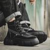 Осенне-зимняя мода Мужские желтые ботинки Модные уличные кожаные ботильоны Мужские рабочие ботинки Массивные мотоциклетные ботинки на шнуровке