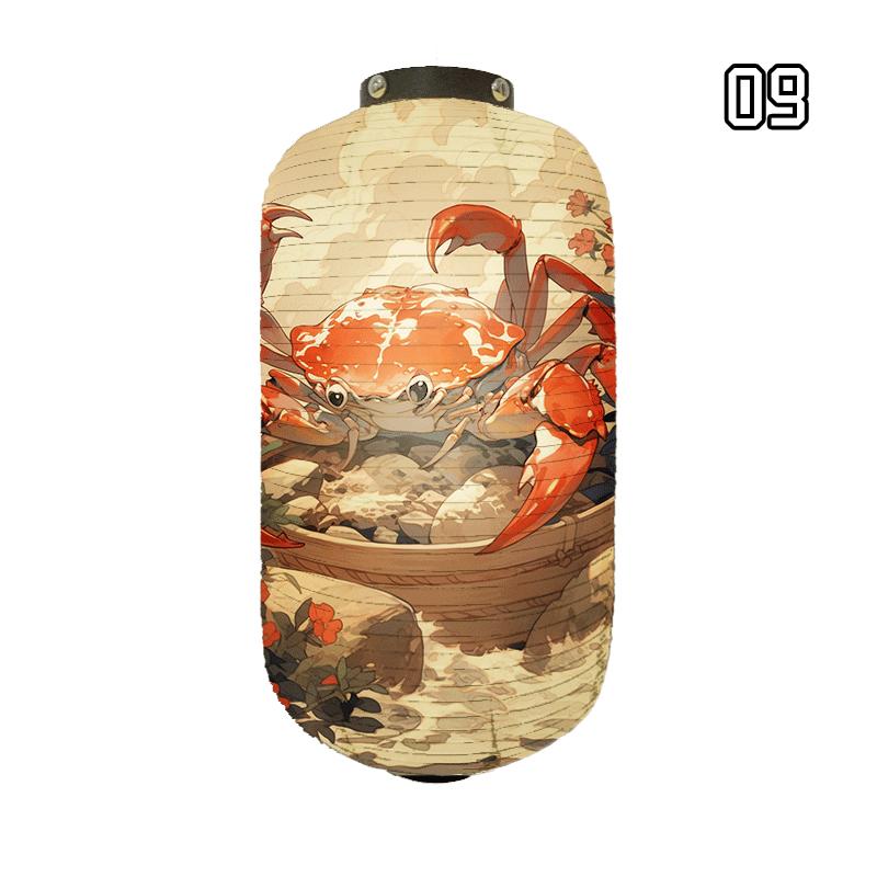 Бумажный фонарь в японском стиле Красивые фонари с принтом краба и креветки Фонари для рекламы суши, хот-пота, изакая-ресторана, бара