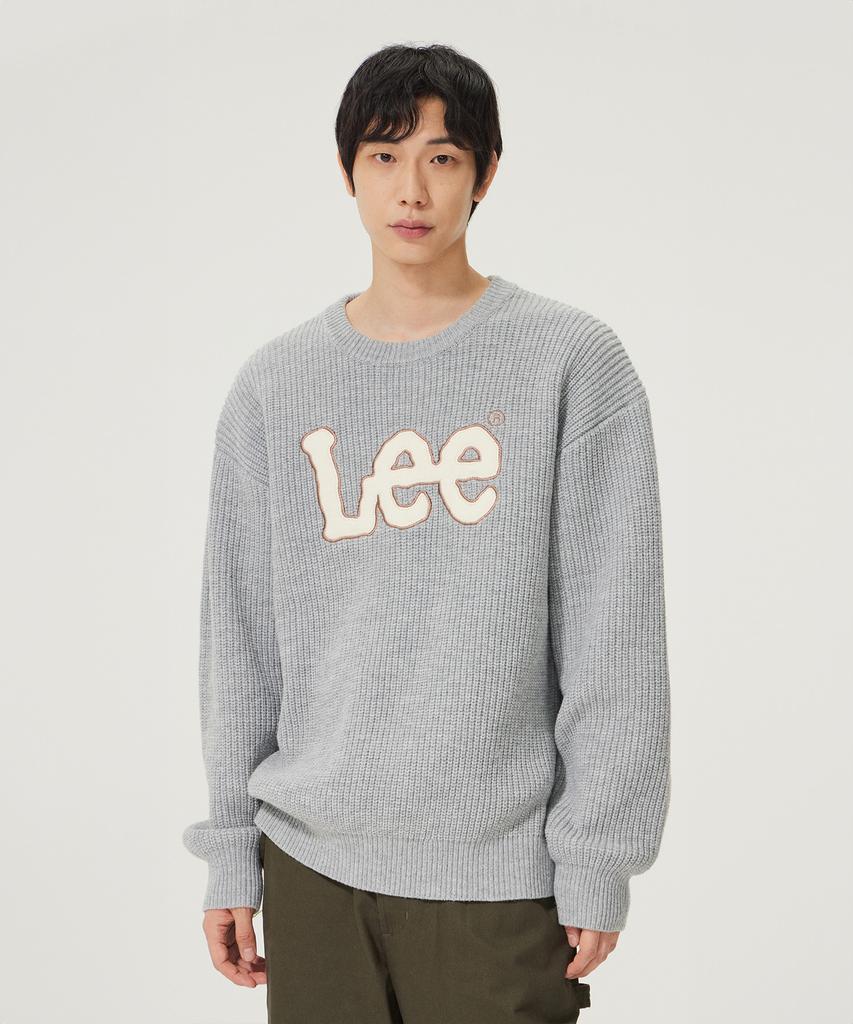 LEE Applique Big Twitch Logo Knit Light Gray