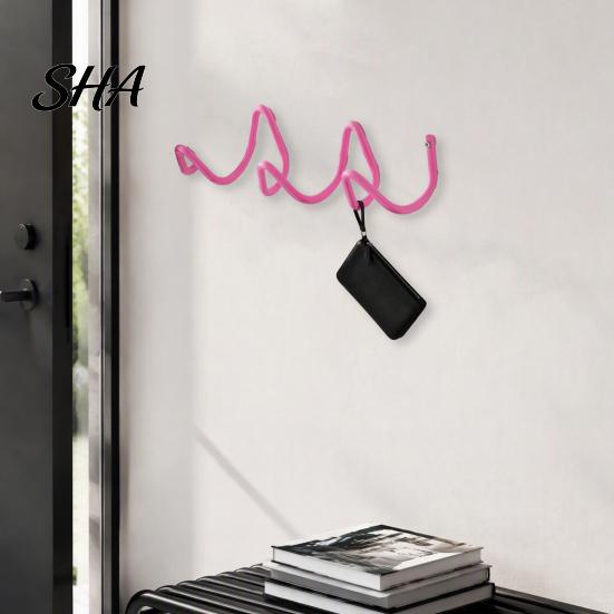 Unique Wall Art Hooks Decorative Wave Hook, Nordic Style Iron Three Heavy Duty Metal Mounted Storage Rack for Entryway And Living Room Modern