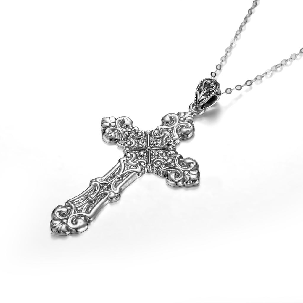 Классический крест мужской кулон ожерелье подлинный 925 стерлингового серебра чокер капля женский винтажный дворец барокко узор кулон ювелирные изделия