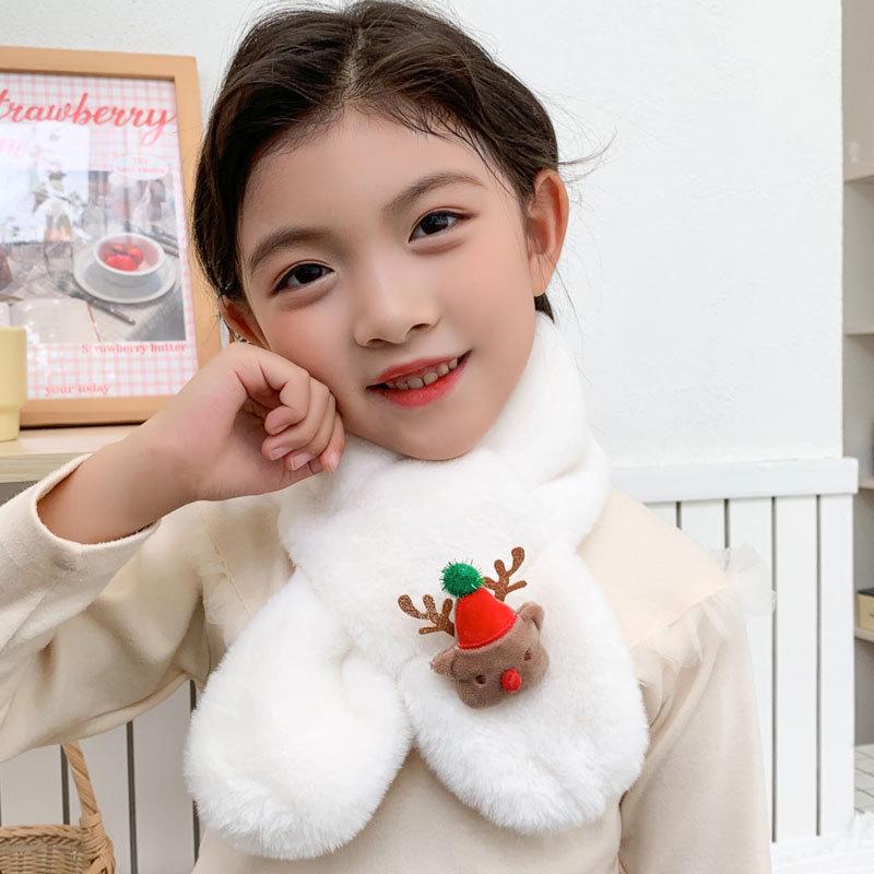 Children's Cute Cartoon Plush Neck Gaiter - Imitation Rabbit Fur, Warm and Versatile for Autumn and Winter