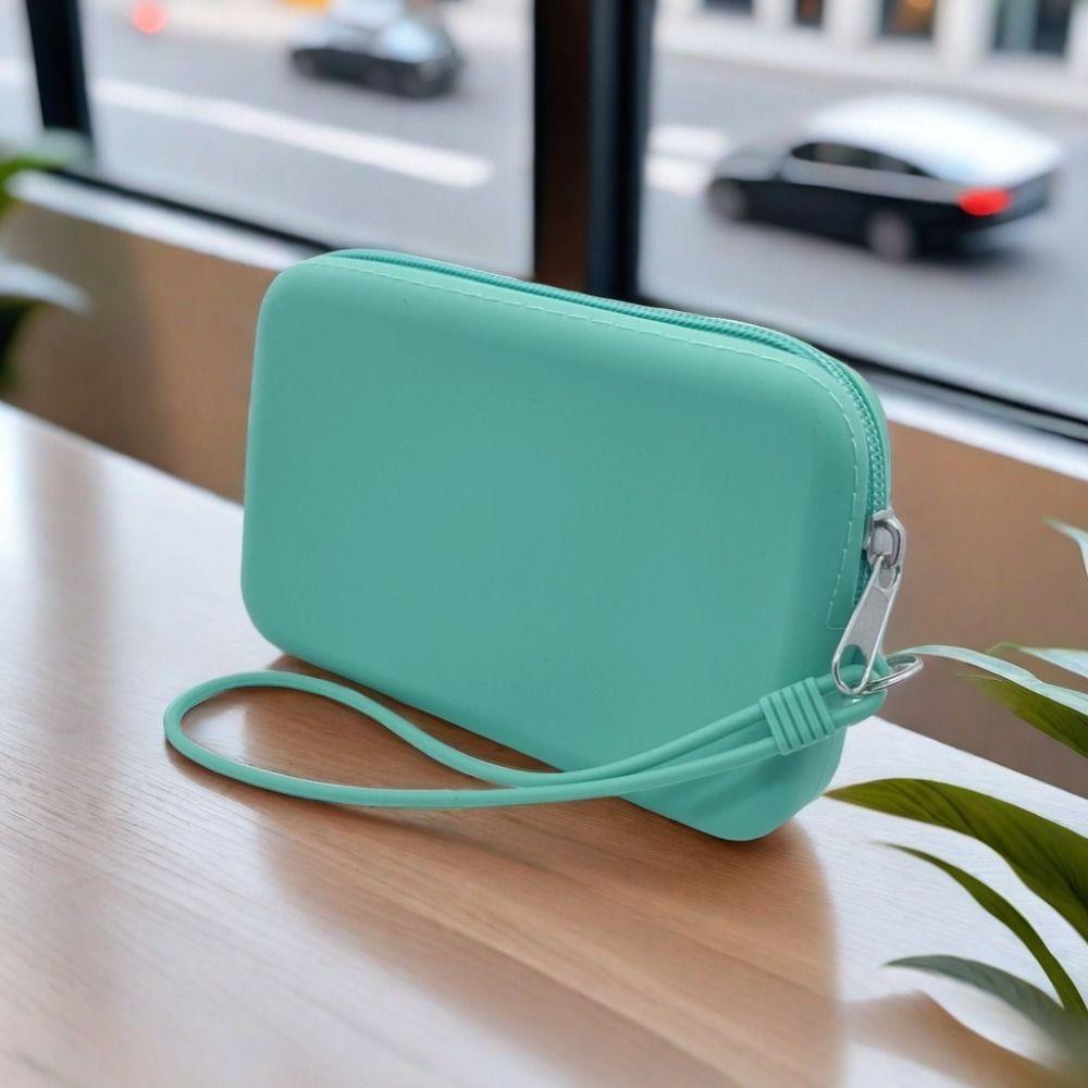 Однотонная косметичка Портативная Прямоугольная Силиконовая Большая Вместимость Кошелек для Монет Сумка для Наушников Сумка для Мелочей Сумка для Канцелярских Принадлежностей Женская