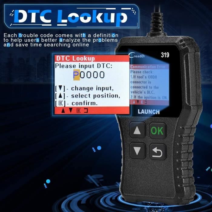 385>LAUNCH CR319 Scanner Auto Diagnostic OBD2 - EOBD-Can pour Lire et Effacer Les Codes d’Erreur du Moteur, Testeu