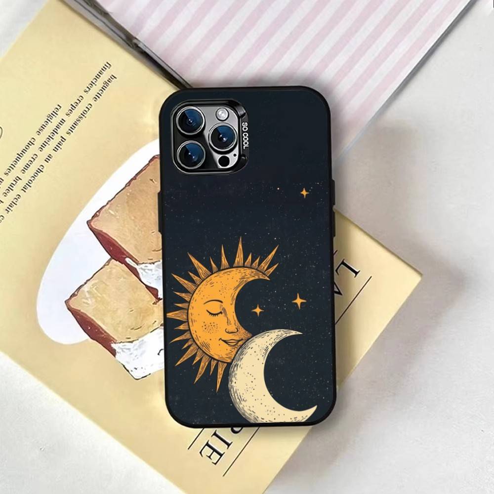Чехол для телефона «Солнце и Луна» для iPhone 17, 16, 15, 14, 13, 12, 11 Plus, Pro Max, XS, Цветной Серебряный Внутренний Покрытие