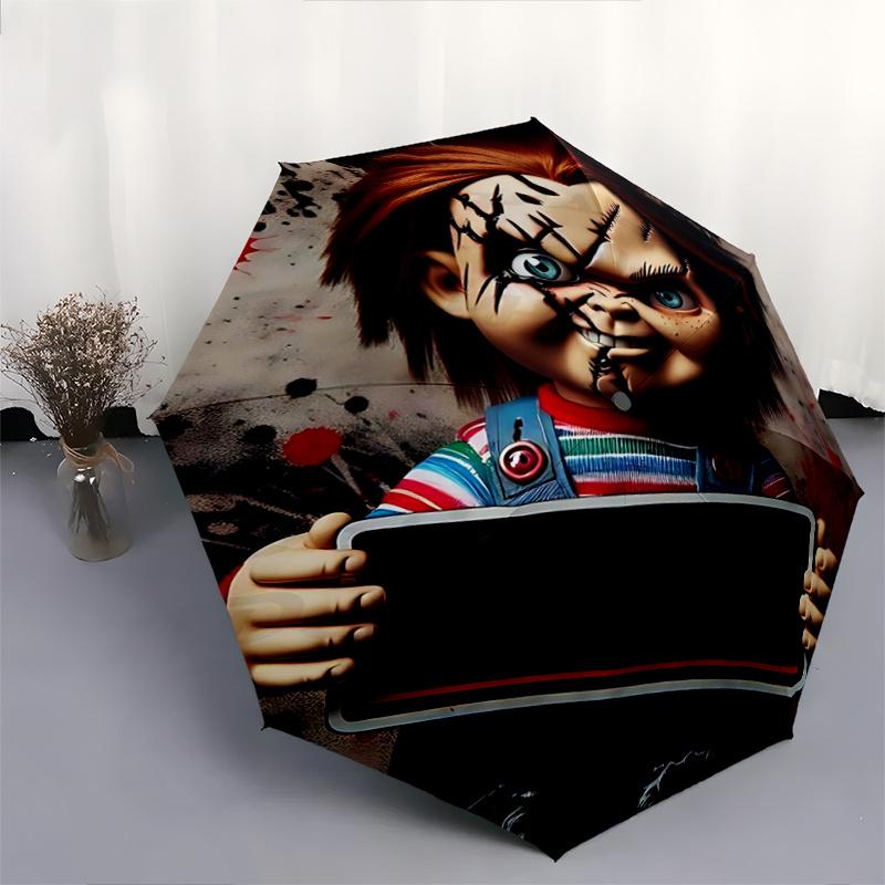 1pc Chucky's Creepy Corner Automatic Open/CloseUmbrella, Portable Compact Umbrella for Men & Women I017