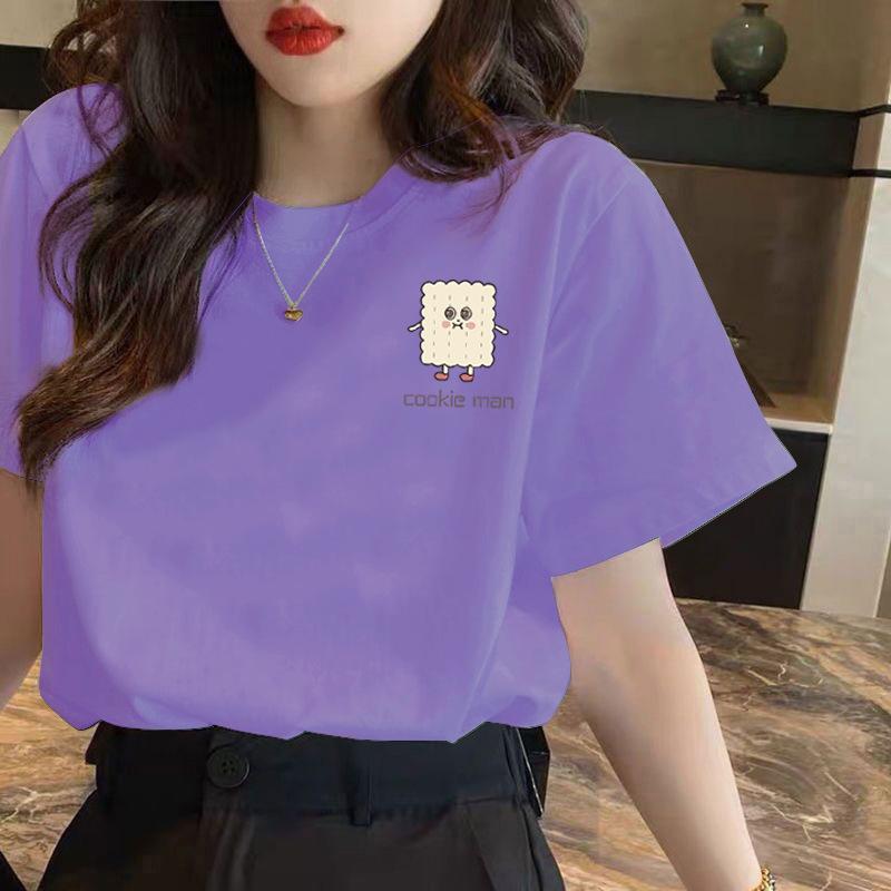 GMXIA Белая футболка с коротким рукавом для женщин, летняя свободная футболка с принтом для леди