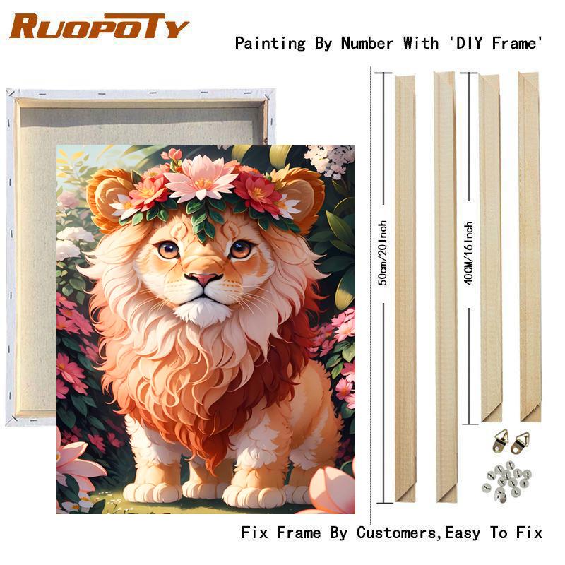 Frame Diy Painting By Numbers Tiger Animals Picture Coloring By Numbers Starter Kits Acrylic Paint Wall Arts For Home Decors 40x50