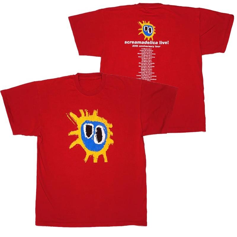 1984 Британский Эйсид-рок Primal Scream Оригинальный состав Американский кэжуал красная футболка с коротким рукавом Раскованные улицы Литературный