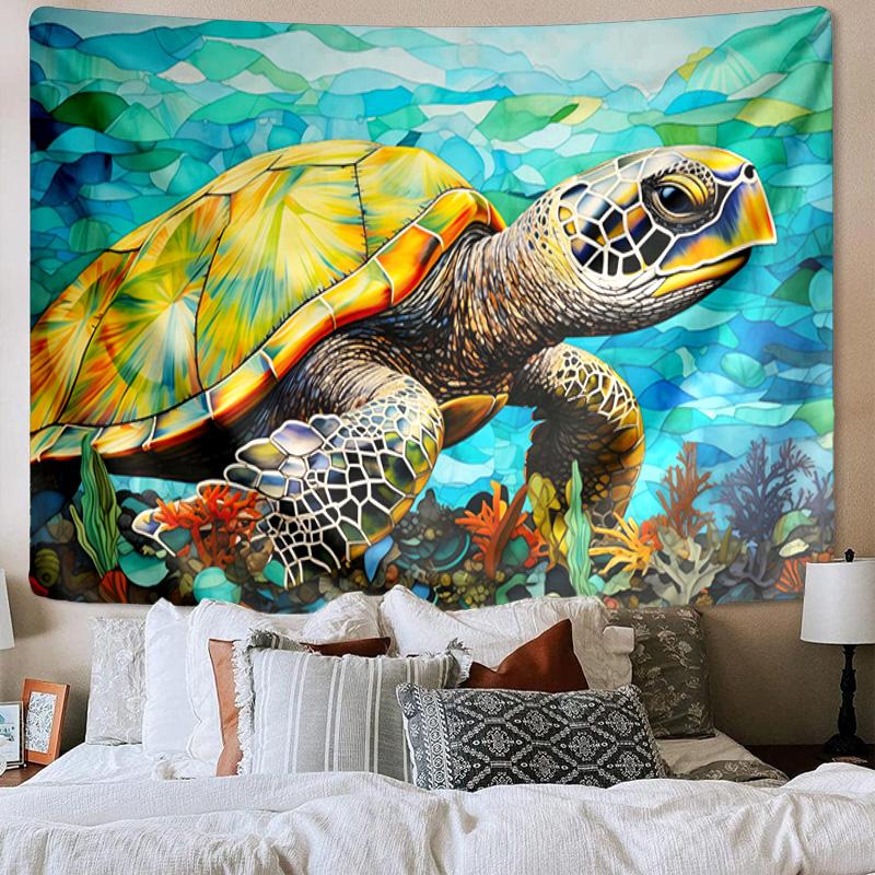 Cartoon Sea Turtle Artwork Tapestry Room Decoration Wall Hanging for Living Room Bedroom, dormitory, Birthday and Christmas gifts