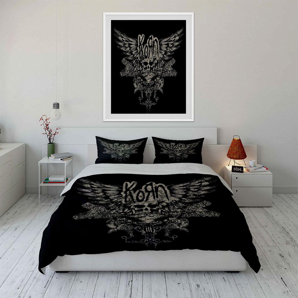 Skull Wings Gothic Style Print Bedding Duvet Cover Set Duvet Cover Pillowcases (1*Duvet Cover 2*Pillowcases, without duvet insert)