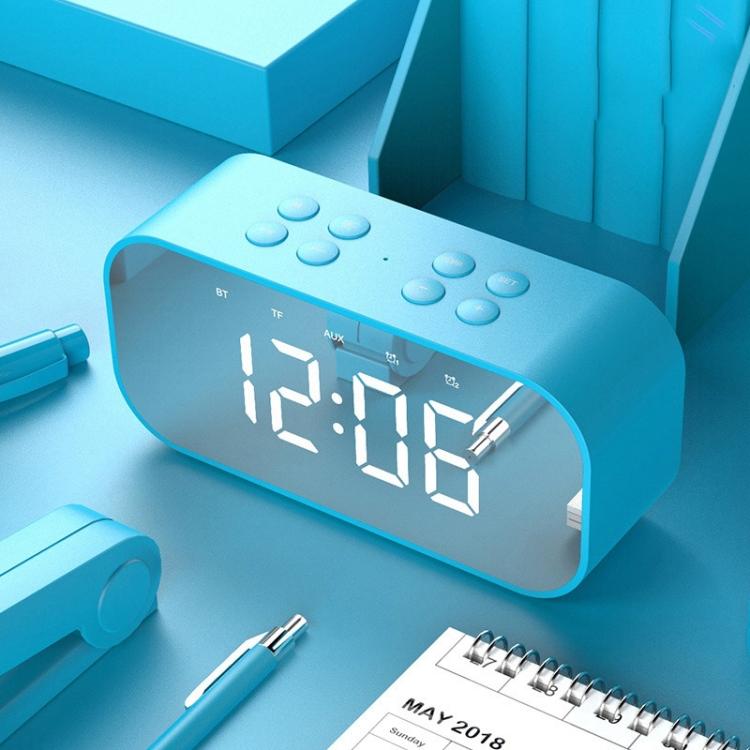 Мини-динамик AEC BT501 Bluetooth 5.0 со светодиодной подсветкой, будильником, часами и зеркалом, поддержка карт TF до 32 ГБ