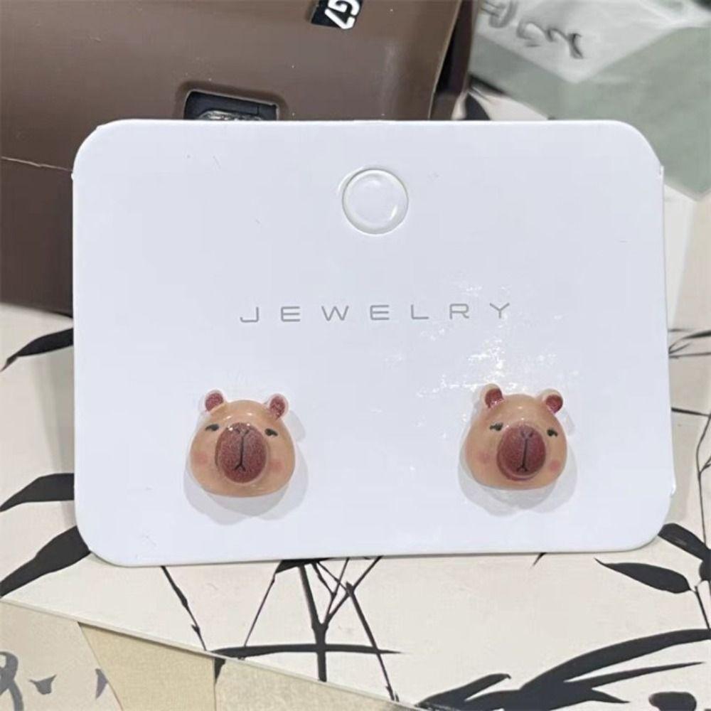 Korean Style Mini Ear Studs Transparent Capybara Stud Earring Personality Party