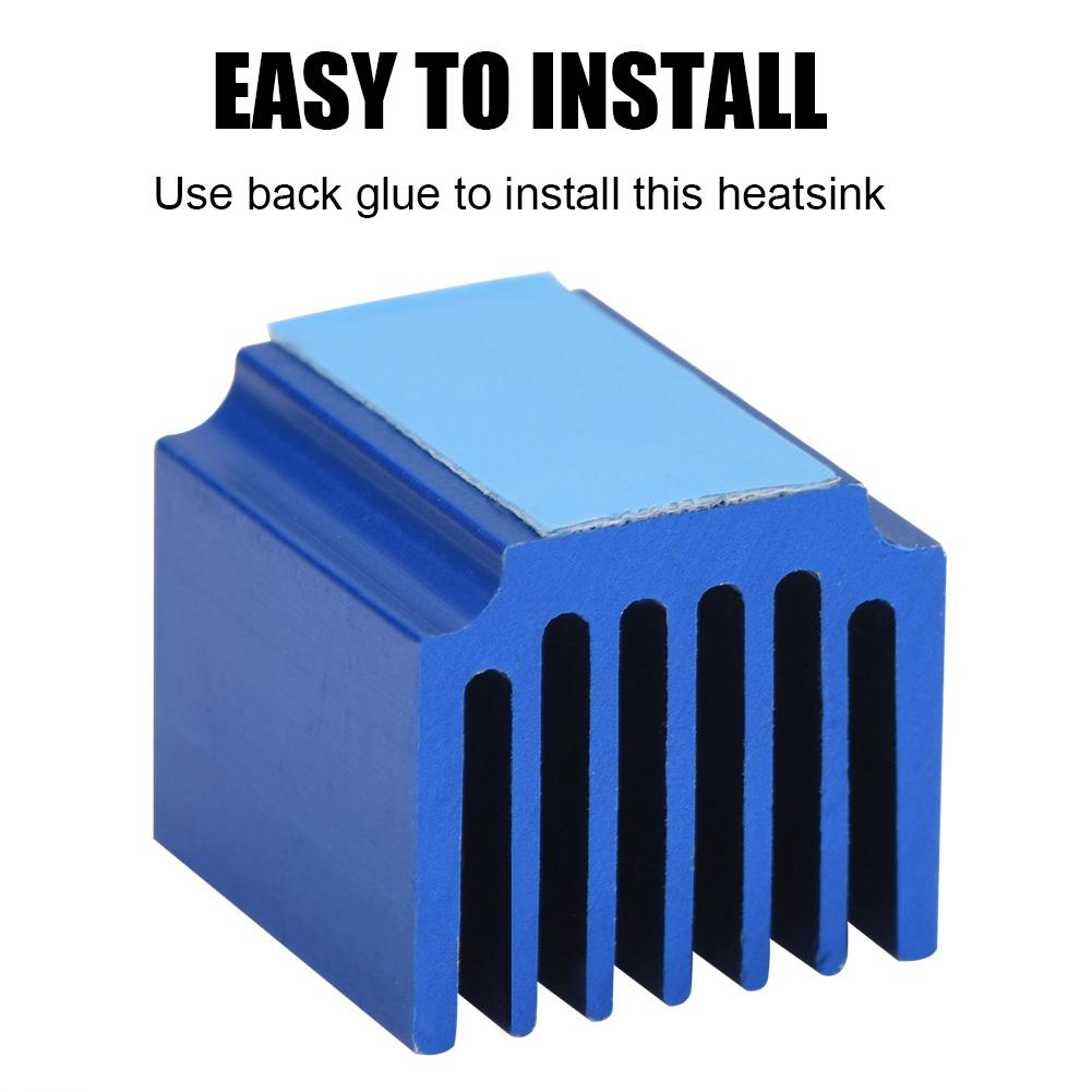 10 шт. алюминиевый радиатор для драйвера шагового двигателя с охлаждающим ребер с клеем для 3D-принтера синего цвета