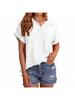 Women's Button Down Shirt Short Sleeve Loose Summer Blouse Top with Pockets