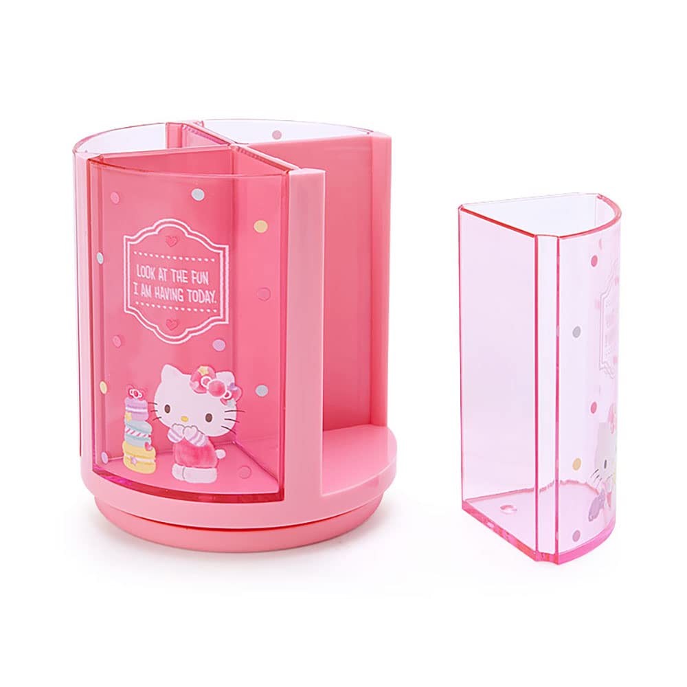 Sanrio Розовый Пластиковый Держатель для Ручек Hello Kitty Вращающийся Держатель для Ручек для Макияжа Питомца 213110 Подставка, 360-градусный для Косметики, Кистей, Тюля, Персонаж,