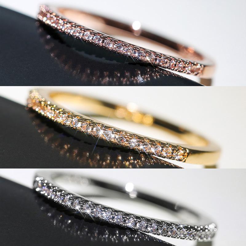 2026 New Arrival Trendy Rose Gold Silver Color Round Fashion Ring for Women Party Gift Jewelry Wholesale R5085A