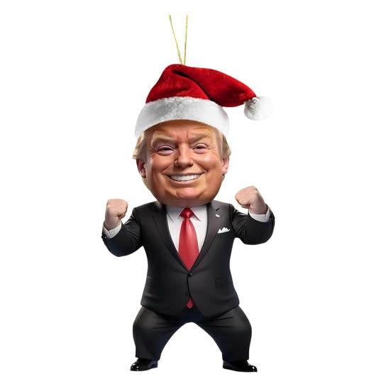Рождественское украшение Трампа 2D акриловое зеркало заднего вида автомобиля подвеска мультфильм Трамп рождественская елка украшение для двери рюкзака
