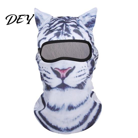 Costume Party Accessory 3D Animal Ears Balaclava, Cat Dog Snow Leopard Face Mask for Comfortable Head Halloween, Cosplay Full Cover Outdoor