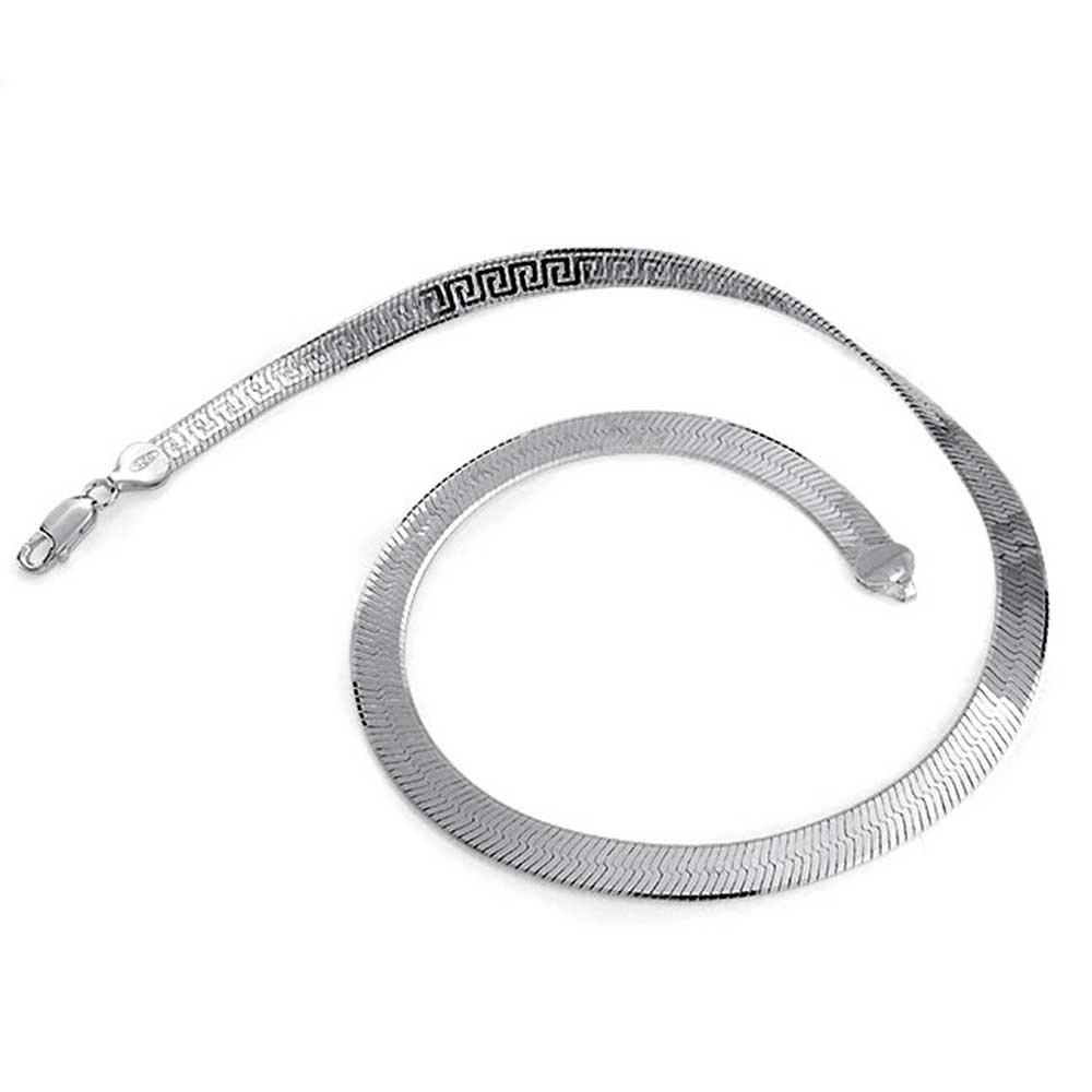 Гибкий двусторонний плоский греческий ключ ожерелье-елочка из стерлингового серебра для Made in 16 дизайн без содержания никеля. .925 Женщины, Италия, дюймы,