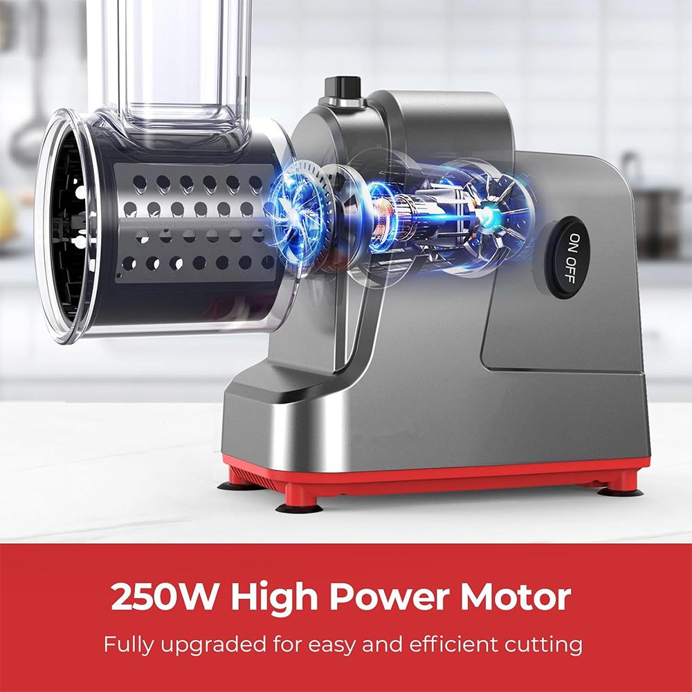 LMETJMA 250 Вт 5 в 1 электрическая овощерезка измельчитель автоматическая машина для нарезки салата терка для сыра морковь капуста резак JT253