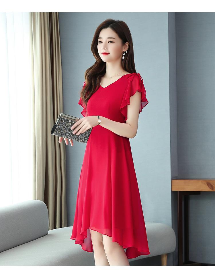 Hepburn style irregular slimming dress