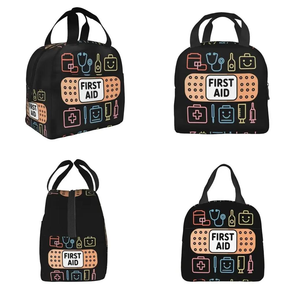 First Aid Medical Emergency Insulated Lunch Bag for Women Children Portable Food Boxes Thermal Lunch Box Tote