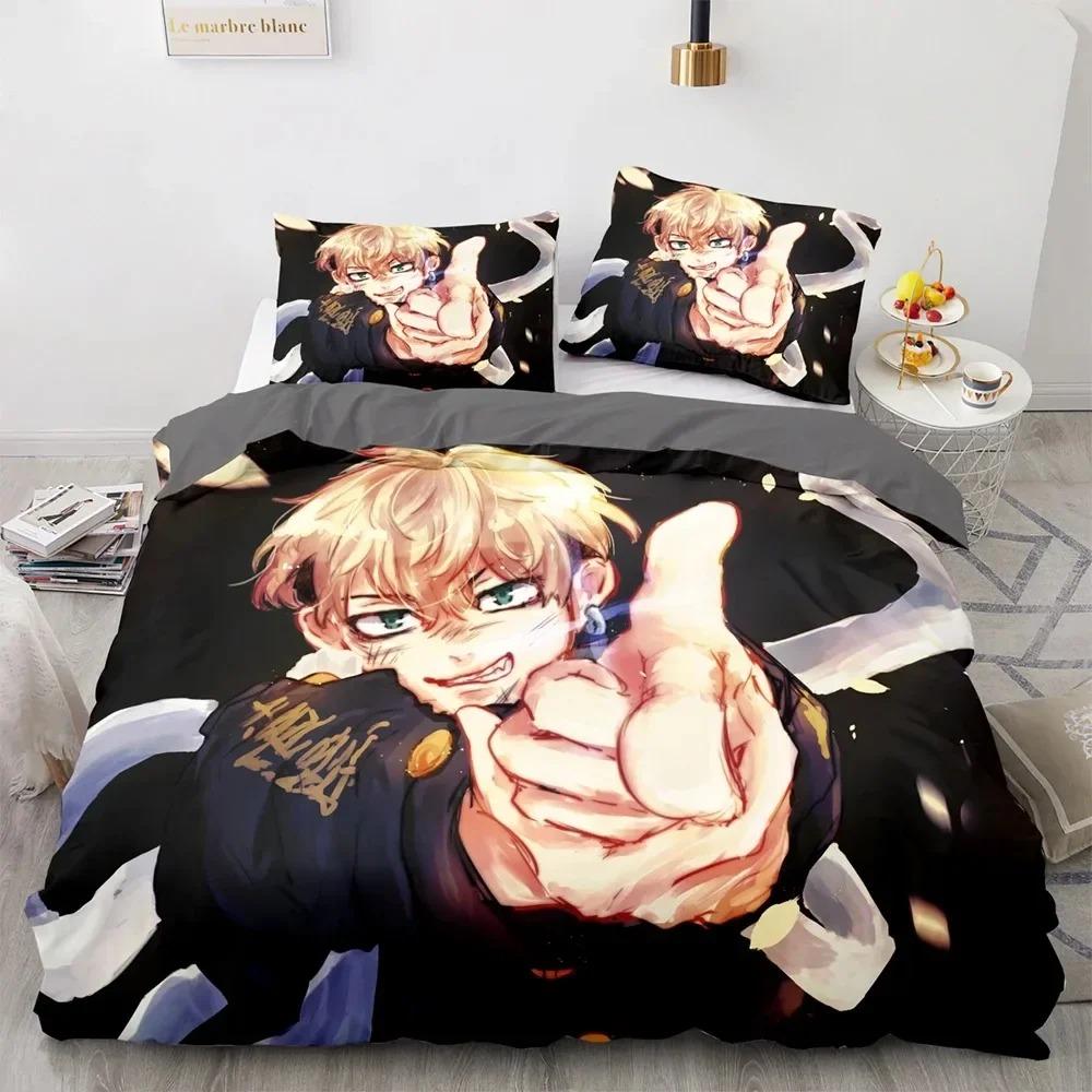 Tokyo Avengers Manjiro Sano Bedding Set 3D Printed Suitable for Bedroom Duvet Cover Set With Pillowcases Kids Home Textile
