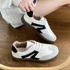 New Flat Luxury Shoes Women  Autumn Classic Ladies Sneakers Women Leather Retro Low Cut Lace -up Casual Round Toe Grey White
