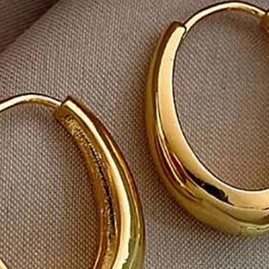 1 Pair Huggie Earrings Retro Geometric Solid Color Anti-allergy Electroplated Lightweight Stainless Ear Decoration Jewelry Commute Ear Hooks