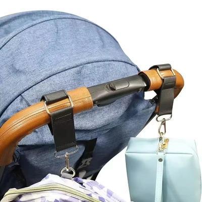 2 шт. Крючок для детской коляски Модный регулируемый крючок из ПУ-кожи для коляски Органайзер для тележки Вешалка для сумки с подгузниками Детские аксессуары для путешествий