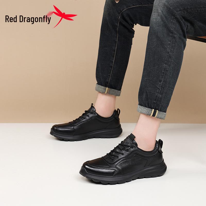 Мужские спортивные туфли Red Dragonfly из натуральной кожи с эффектом увеличения роста - Легкие, нескользящие, износостойкие, с мягкой и толстой подошвой.