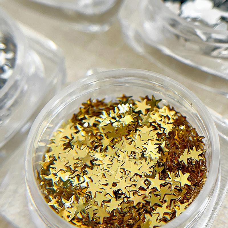 Holographic Laser Star Love Sequins Nail Glitter Gold Silver Sequin Mix Size Paillette Diy Design Nail Art Decorations Tool
