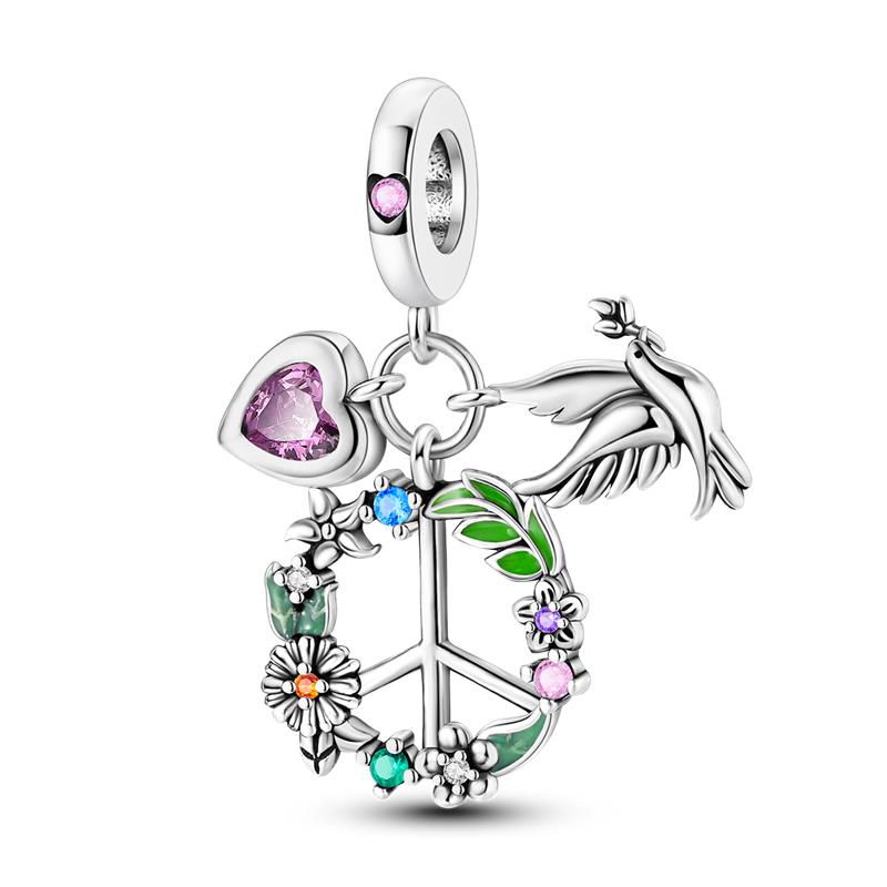 copper Unicorn Fairy Insect Flower Bead Charms Suitable Compatible With Pandora Authentic Bracelets Diy Jewellery Birthday Gift Anniversary