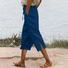 Women's Fashion Loose Casual Solid Colour Cotton Linen Casual 7/10 Pants