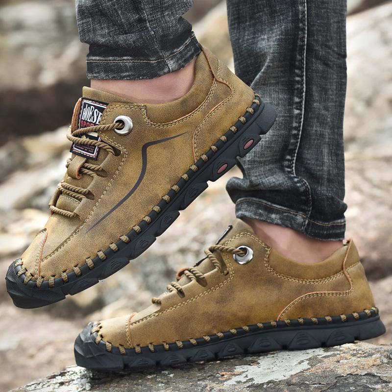 Модная мужская деловая повседневная обувь из воловьей кожи, модельные туфли для бега и пешего туризма на плоской подошве больших размеров