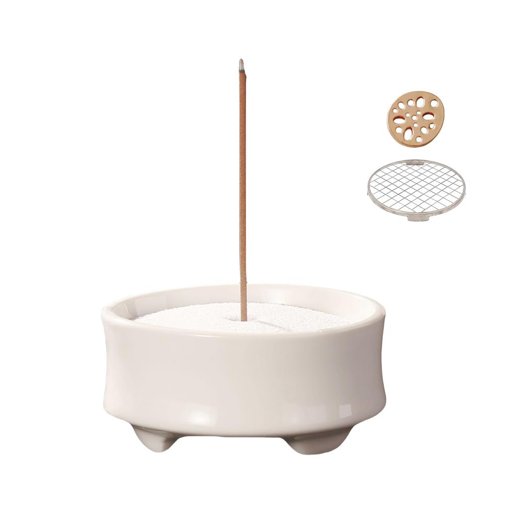 Stylish Ceramic Incense Burner with Metal Mesh, Katori Incense Stick Holder, Mini Cone Incense Set, Ideal for Buddhist Altars, Yoga, Reading, Pets,