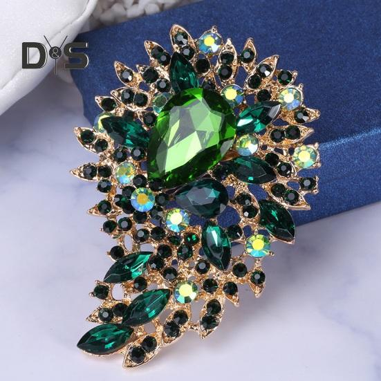 Vintage Crystal Brooch Anti-oxidation Anti-rust Alloy Lapel Pin Chic Colorful Crafted Pin Gift for Her