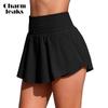 Women's High Waisted Swim Skirts with Zipper Pocket Tummy Control Bottoms Swim Shorts with Built-in Shorts