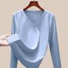 Mercerized Cotton Women's Long-sleeved Early Autumn New Khmer Bottoming Shirt Solid Color Spring and Autumn Top