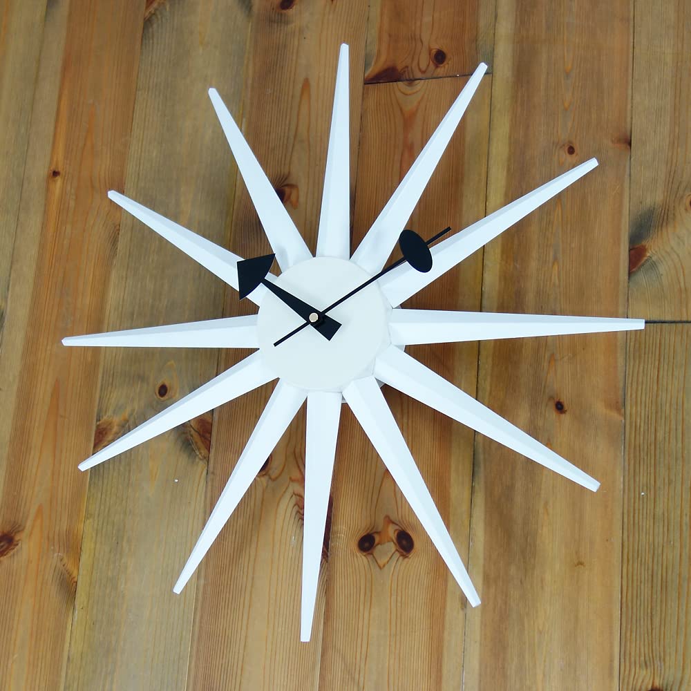 George Nelson Sunburst Clock, Nelson Clock Wall Clock (White)