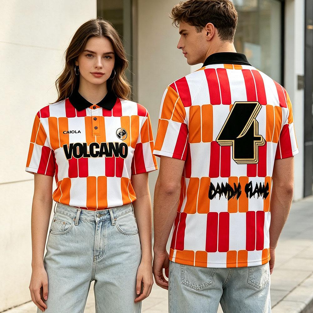 Jungle Volcano Football Polo Shirt Short Sleeve Summer Casual Fashion Tops Graphic Print Shirts Men Women Clothing
