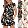 Женский комбинезон с цветочным принтом, весна-лето, рукава-крылышки, регулируемая талия на шнурке, удобный повседневный короткий комбинезон с карманами
