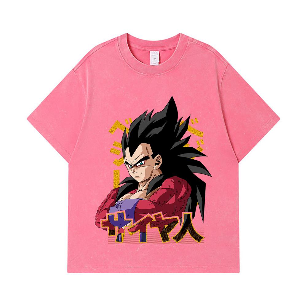 275 GSM Washed T-shirts 100% Cotton Dragon Ball V18 Goku Print Unisex Heavy Cotton T Shirt