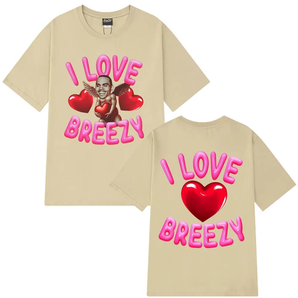 Rapper Chris Brown I Love Breezy Bowl XX Tour Tshirt Unisexs Women Fashion Hip Hop T Shirts Oversized Cotton Casual Tshirts Tops