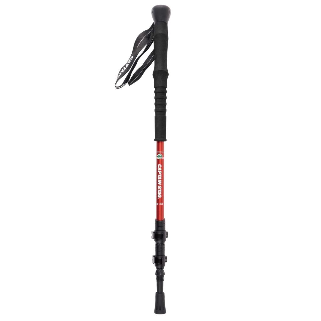 CAPTAIN STAG Trekking Type Lever FEEL BOSCO Poles, 2, 3-Section, Lock, I-Shaped Grip, Red, UM-2329