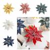 Luxurious Faux Velvet Christmas Flower Elegant Realistic Xmas Tree Ornaments with Ice Crystal Handmade Eternal Flower Home Decor