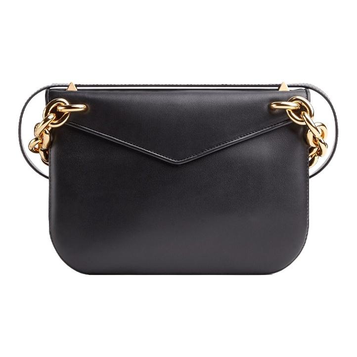 Bottega Veneta Mount Gold Chain Smooth Calfskin Envelope Shoulder Bag Medium Women Shoulder Bag Black 667398-V12J0-8425