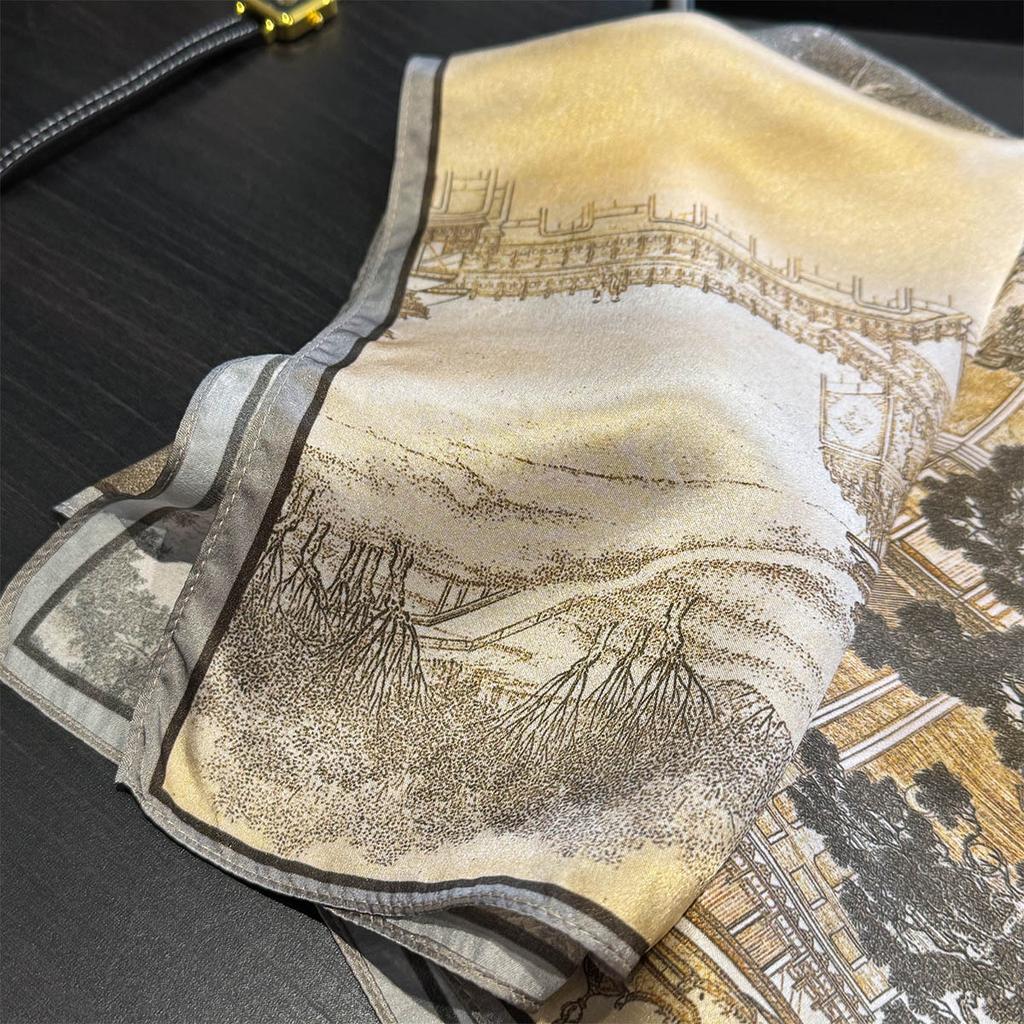 Бренд 100% Натуральный Шелк Шарф Женский Фуляр Квадратный Повязка на Голову Шарфы Бандана Мода Новый Хиджаб Принт Пончо Шарфы Пашмина