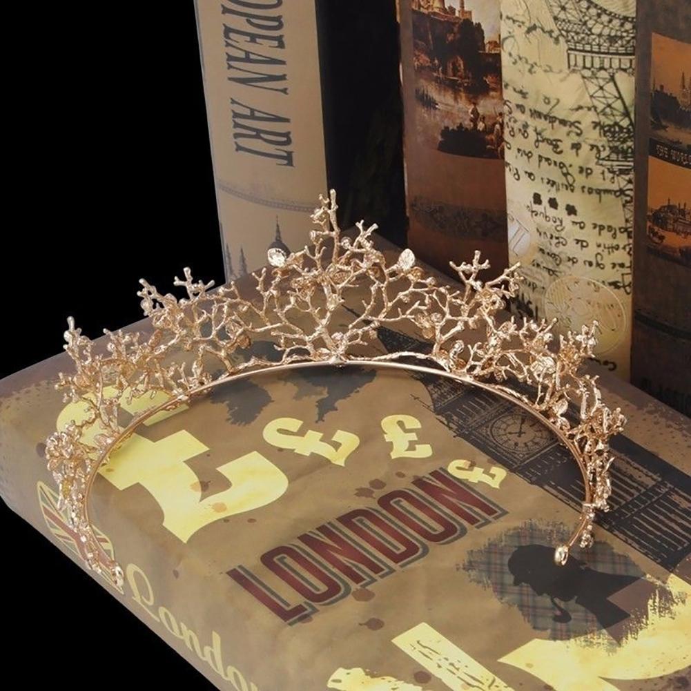 Baroque Branch Bridal Crown Rhinestone Tiara Dragonfly Wedding Hair Accessory